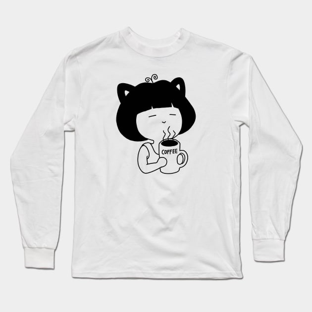 Cute Character „Coffe Lover“ | Kawaii Handmade Design | By Atelier Serakara Long Sleeve T-Shirt by Atelier Serakara